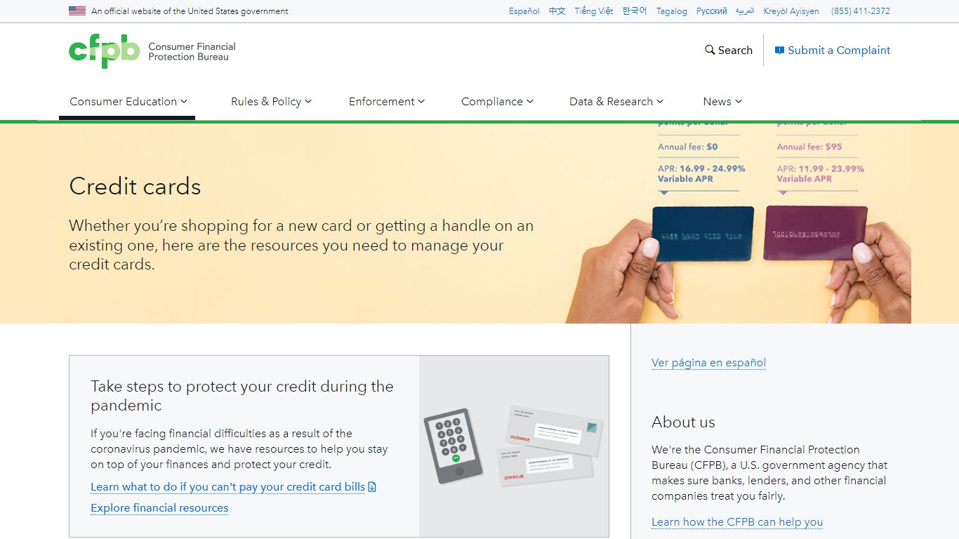 Credit cards | Consumer Financial Protection Bureau