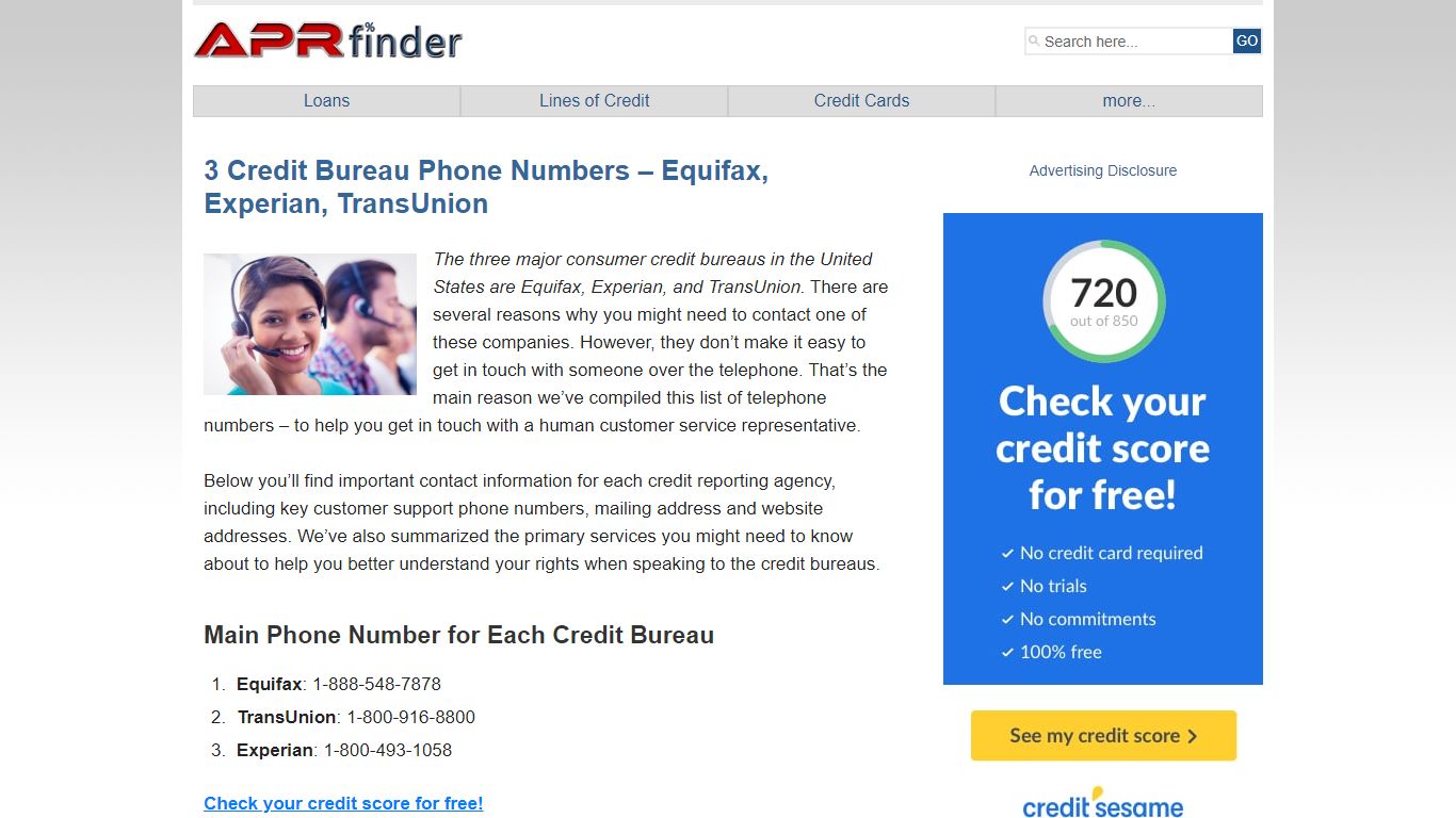 3 Credit Bureau Phone Numbers: Experian, Equifax, TransUnion - APR finder