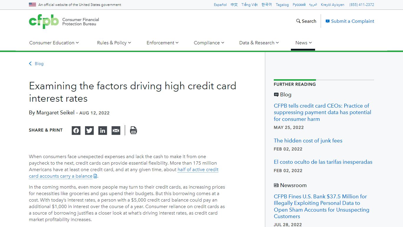 Examining the factors driving high credit card interest rates